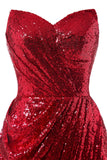 Red Mermaid Sequin Prom Dress