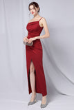 Burgundy One Shoulder Formal Dress with Slit