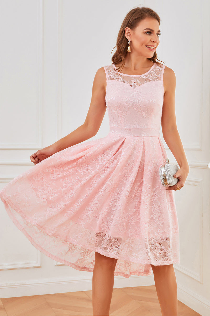 Pink lace outlet knee length dress