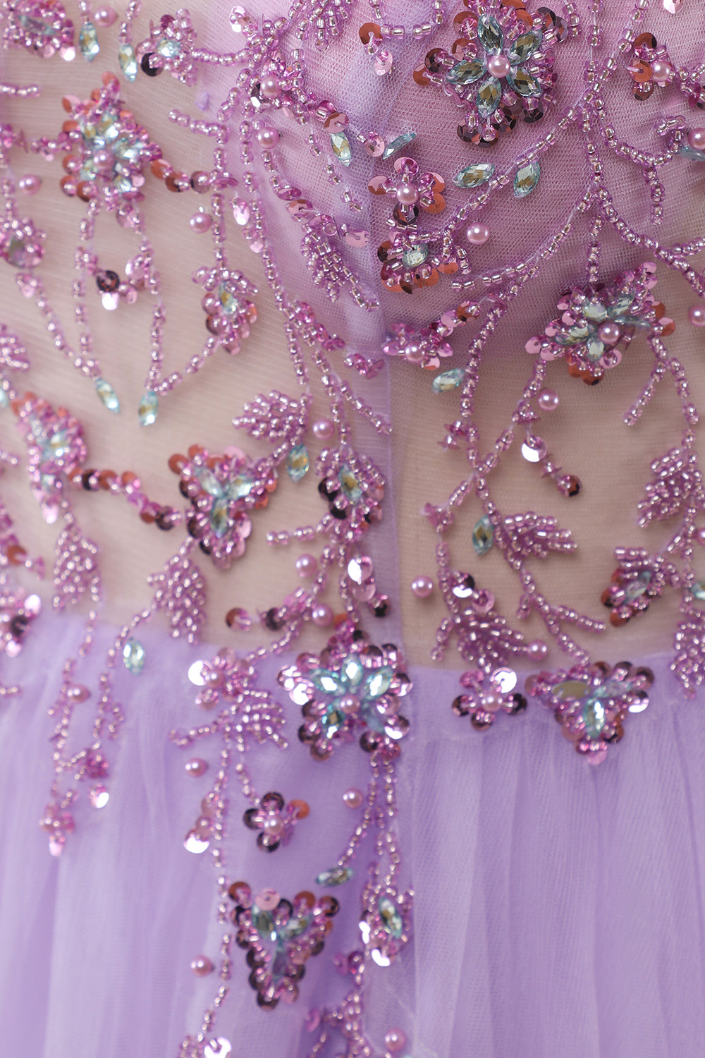 Light Blue Beading Tulle Prom Dress