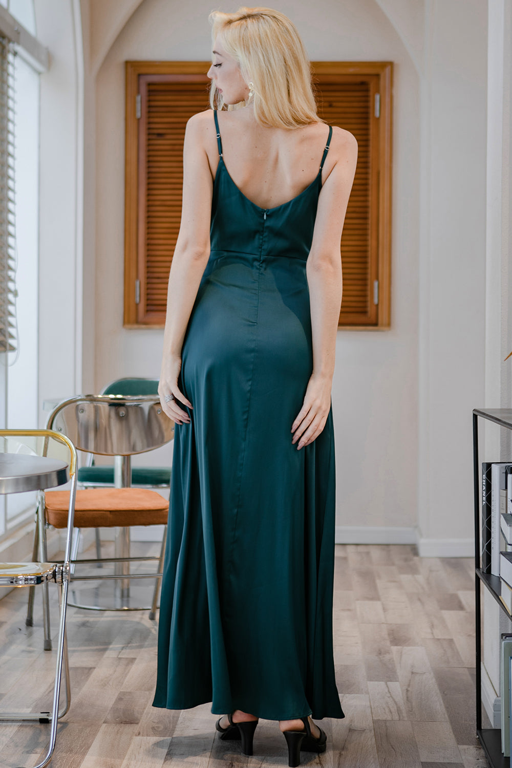 Dark Green Simple Long Bridesmaid Formal Dress