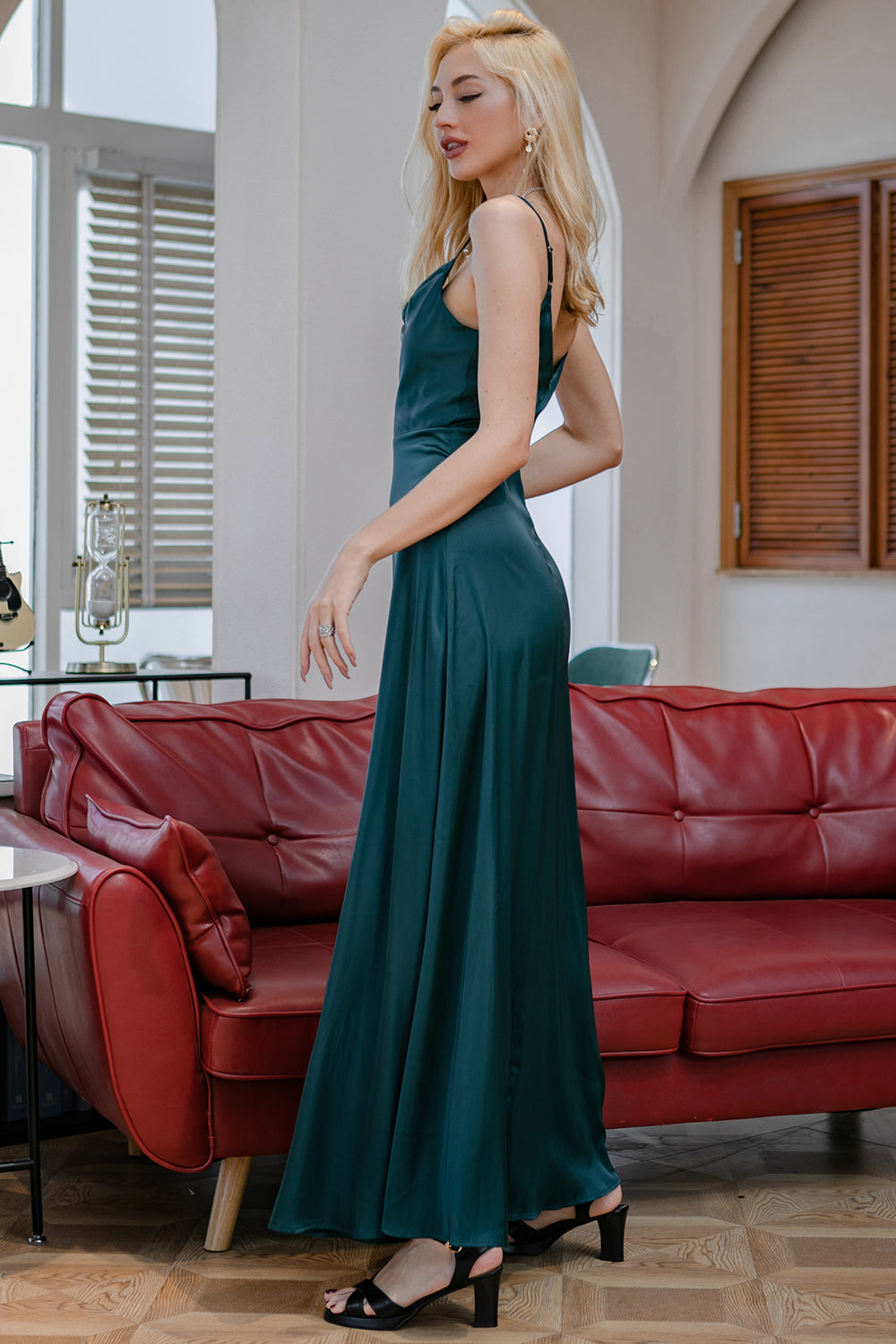 Dark Green Simple Long Bridesmaid Formal Dress