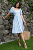 Load image into Gallery viewer, Square Neck Blue Summer Dress