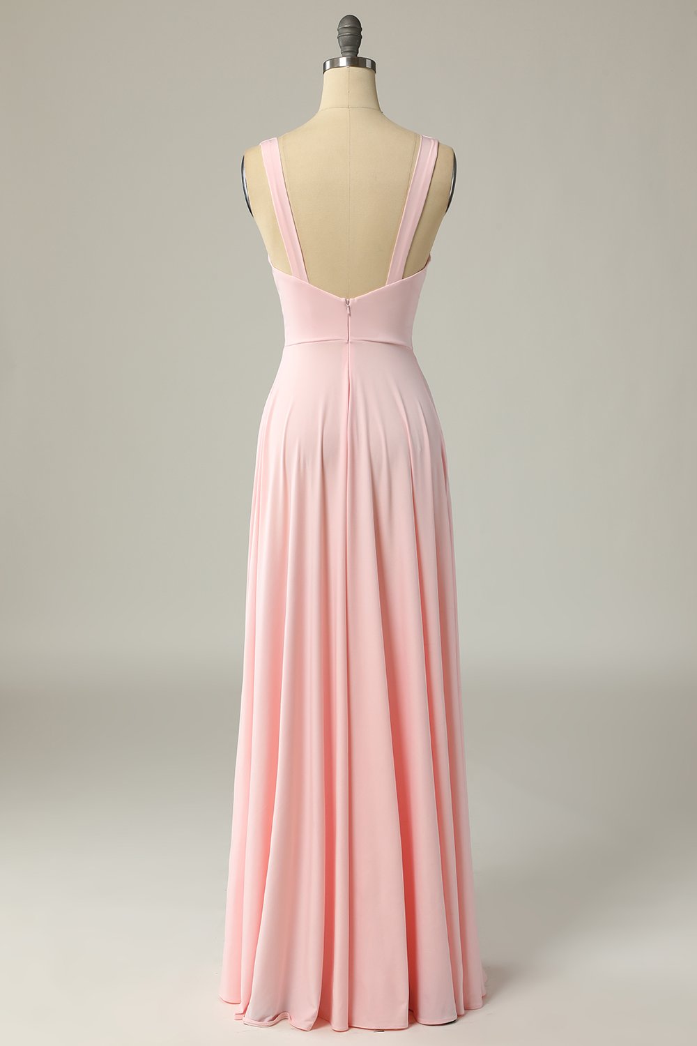 Classic A Line V Neck Yellow Long Formal Dress with Split Front