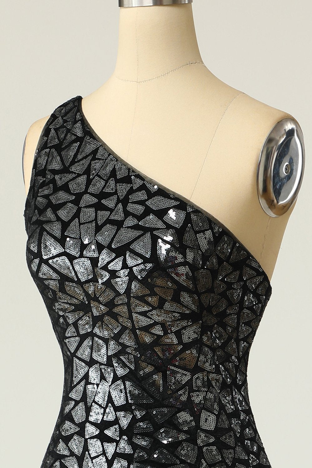 Mermaid One Shouler Dark Gold Sequins Formal Dress