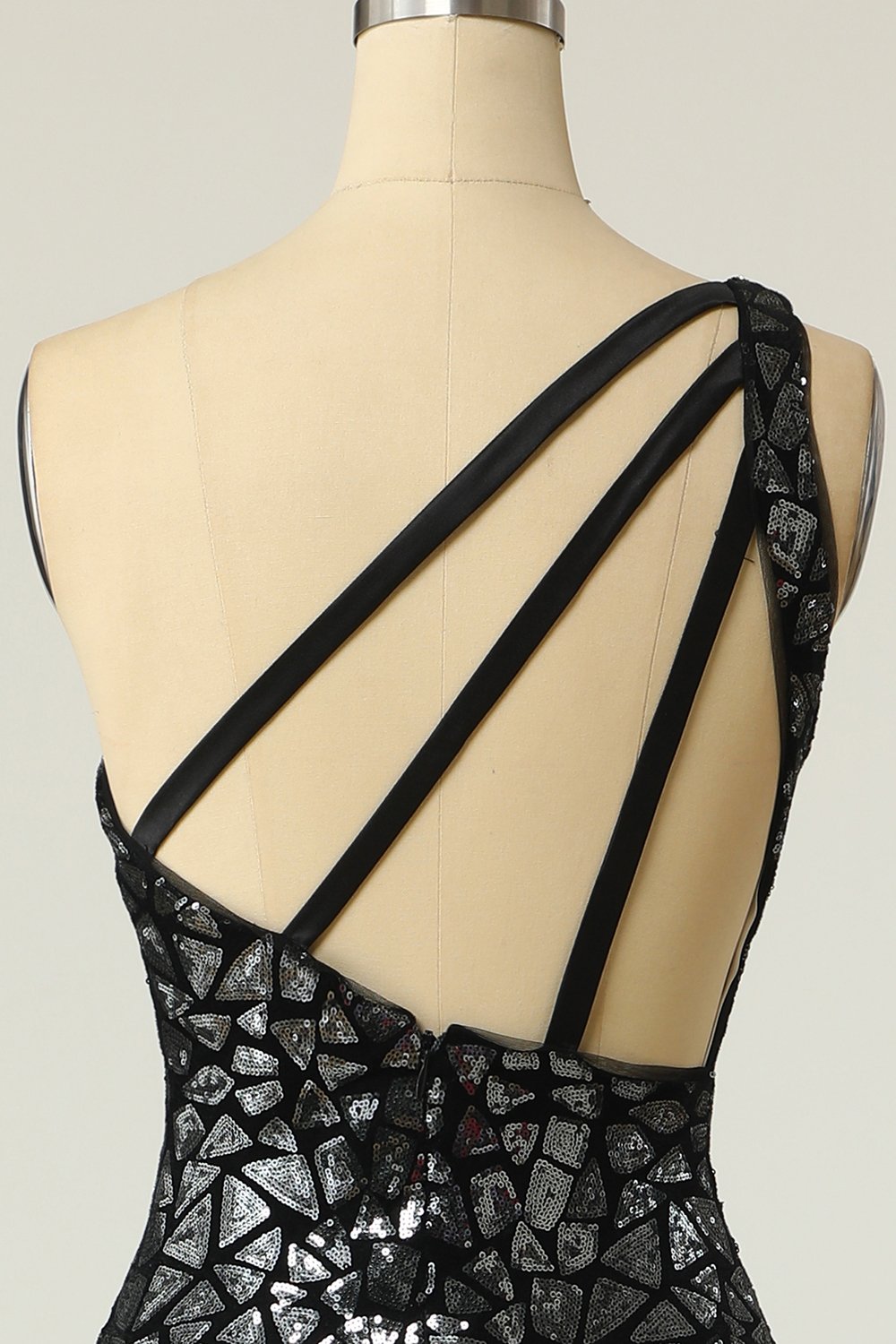 Mermaid One Shouler Dark Gold Sequins Formal Dress