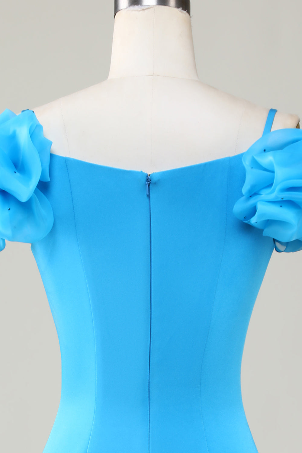 Bodycon Off the Shoulder Blue Short Cocktail Dress with Ruffles