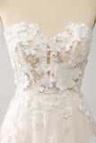 A Line Sweetheart Long Corset Wedding Dress With Appliques