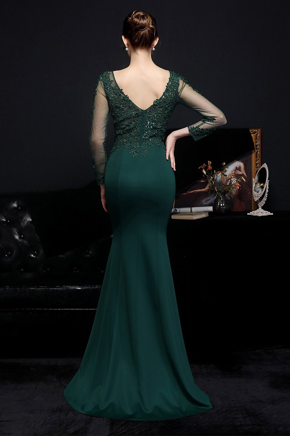 White Applique Prom Dress