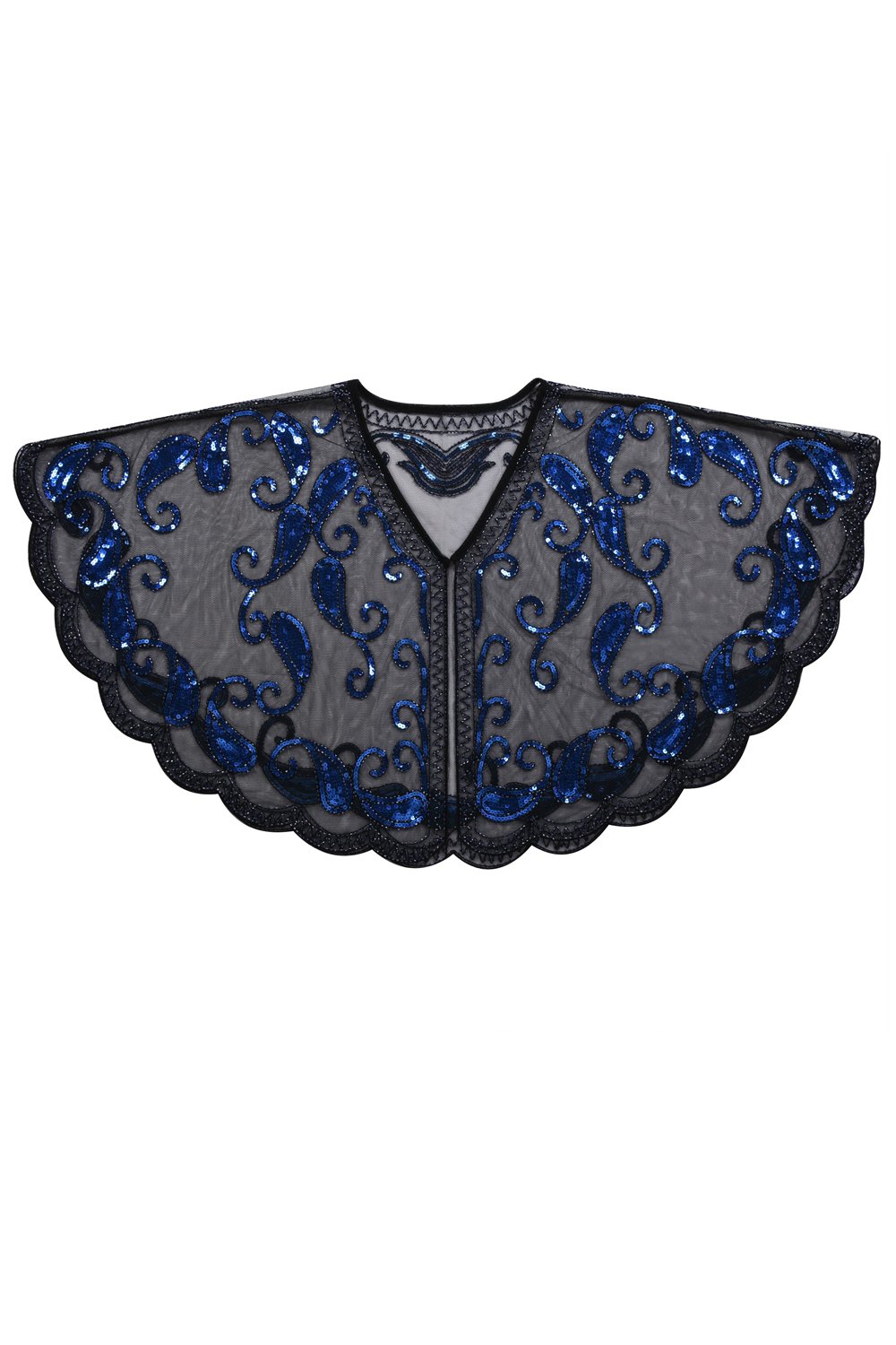 1920s Blue Glitter Sequins Cape