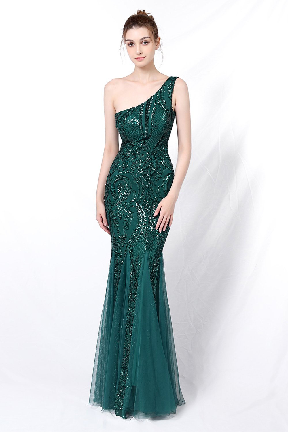Mermaid One Shoulder Formal Dress with Appliques