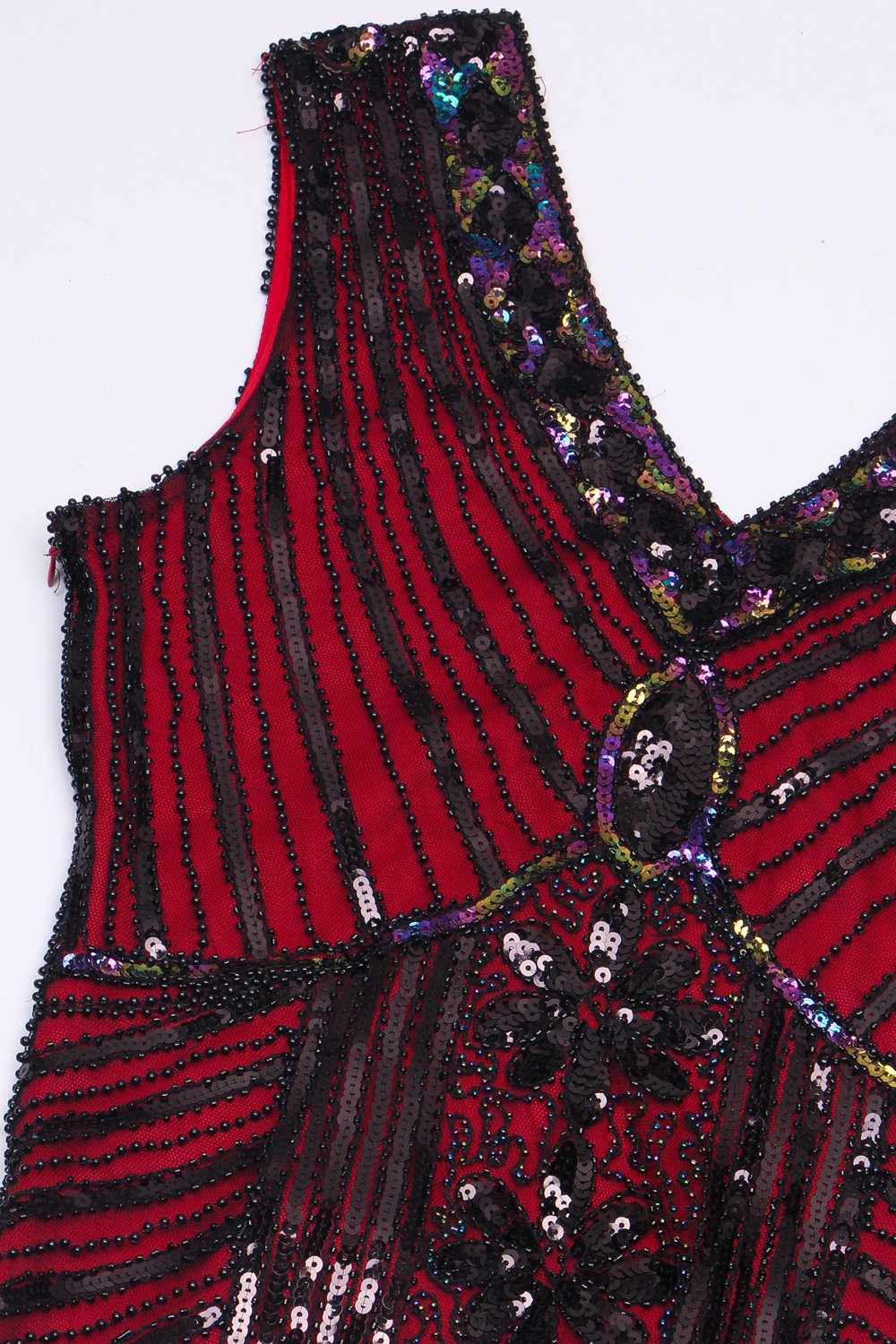 Red Glitter Fringe 1920s Flapper Dress