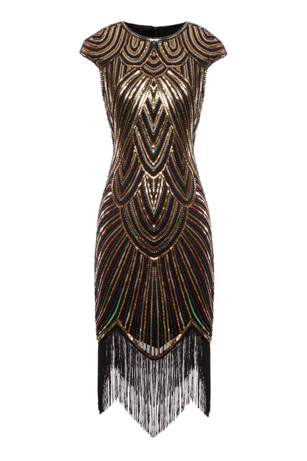 Gold Gatsby Glitter Fringe 1920s Dress