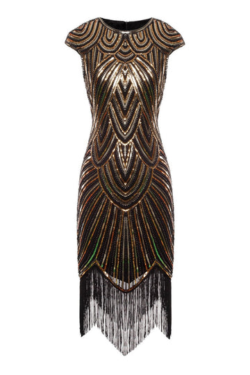 Gold Gatsby Glitter Fringe 1920s Dress