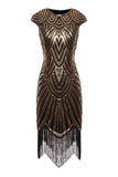 Gold Gatsby Glitter Fringe 1920s Dress