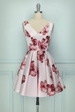 Flower Pink Homecoming Dress