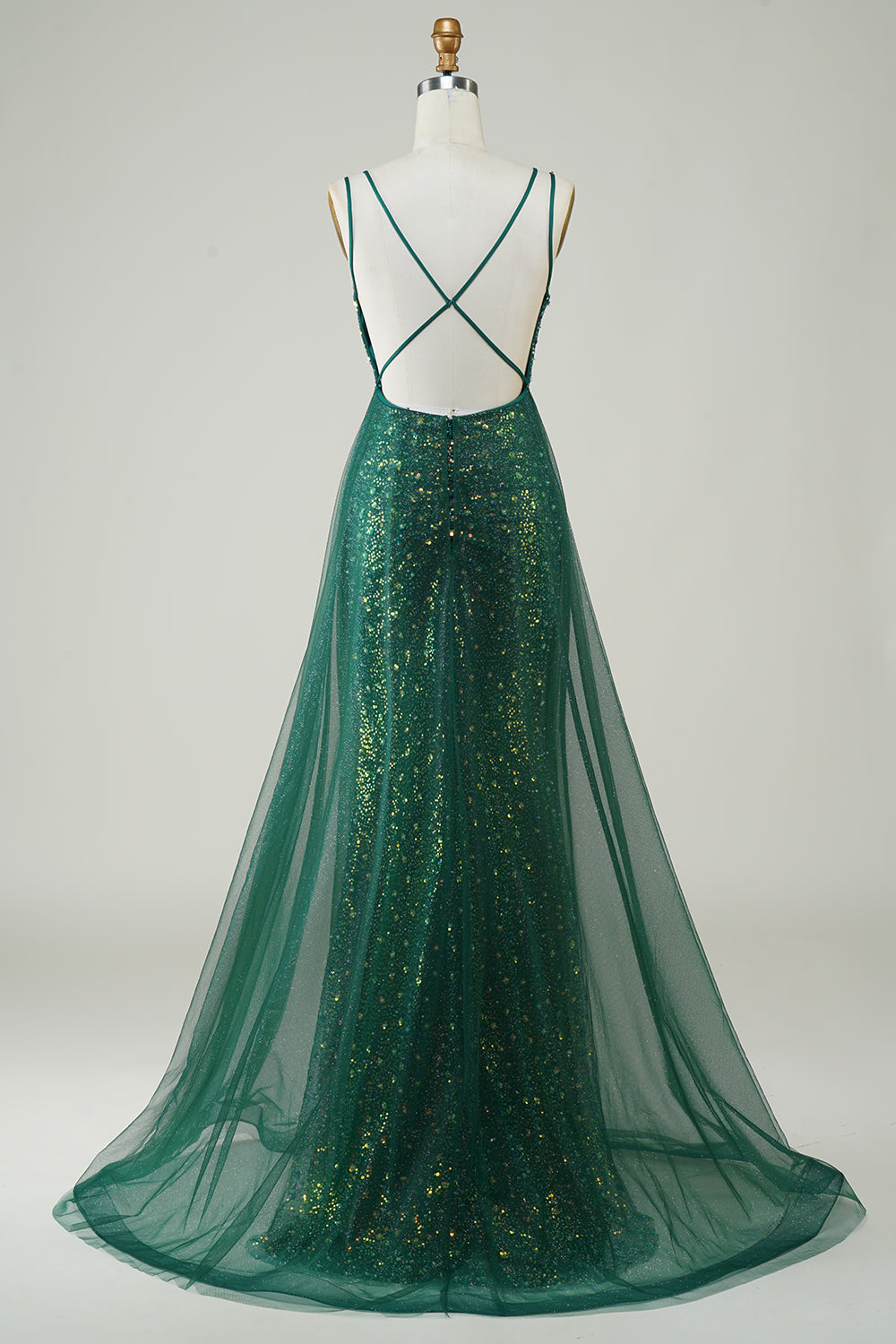 Sparkly Dark Green Beaded Long Formal Dress