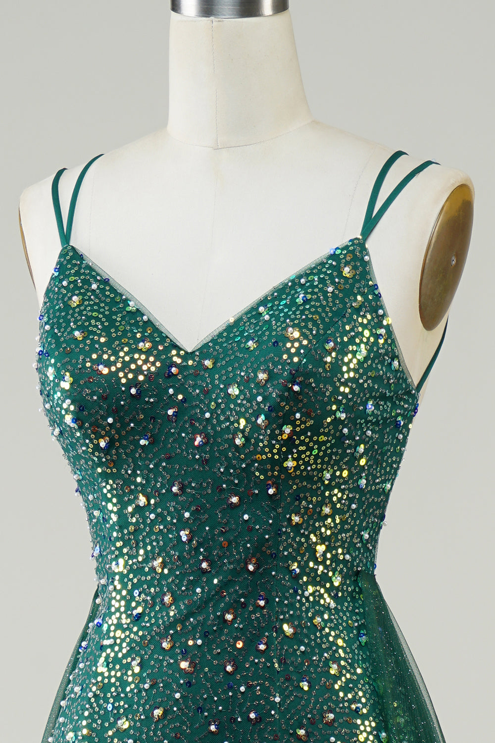 Sparkly Dark Green Beaded Long Formal Dress