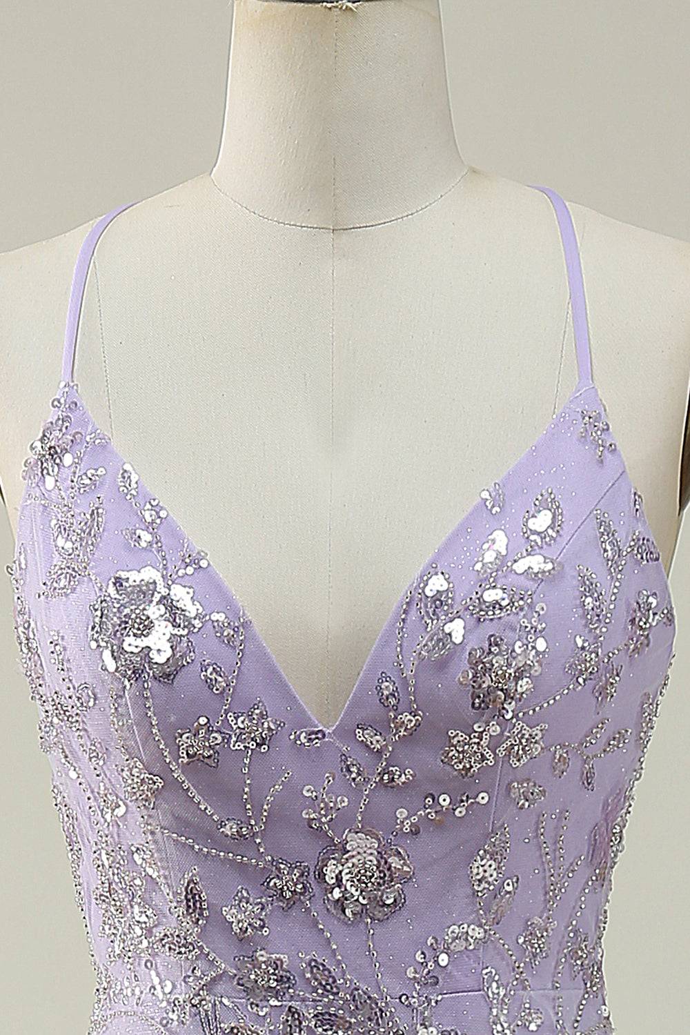 Mermaid Spaghetti Straps Purple Long Formal Dress with Beading