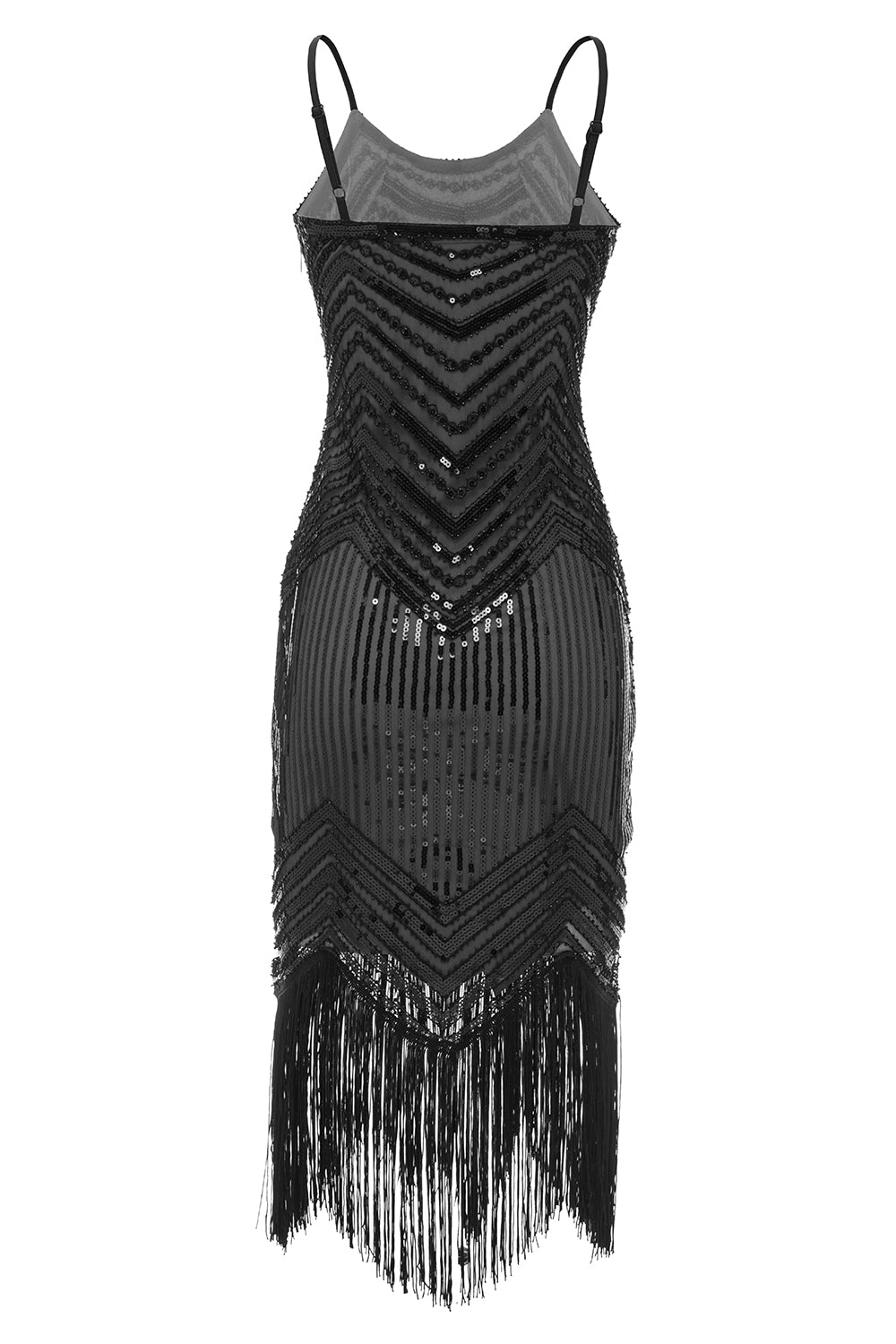 Black Red Spaghetti Straps 1920s Dress