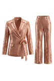 Sparkly Dark Purple 2 Pieces Sequins Notched Lapel Women Formal Suits