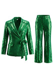 Sparkly Dark Purple 2 Pieces Sequins Notched Lapel Women Formal Suits