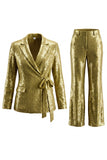 Sparkly Dark Purple 2 Pieces Sequins Notched Lapel Women Formal Suits