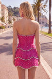 Sweetheart Pink Bodycon Short Formal Dress with Beading