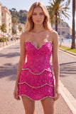 Sweetheart Pink Bodycon Short Formal Dress with Beading