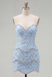 Sweetheart Pink Bodycon Short Formal Dress with Beading