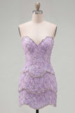 Sweetheart Pink Bodycon Short Formal Dress with Beading