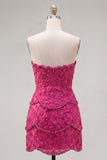 Sweetheart Pink Bodycon Short Formal Dress with Beading