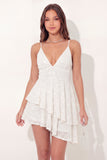 Sparkly White A-Line Asymmetrical Sequins Mini Graduation Dress