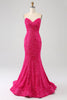 Load image into Gallery viewer, Sparkly Mermaid Sweetheart Hot Pink Sequins Long Formal Dress