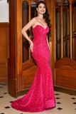 Sparkly Mermaid Sweetheart Hot Pink Sequins Long Formal Dress