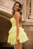 Strapless Corset A Line Green Homecoming Dress with Beading