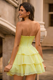 Strapless Corset A Line Green Homecoming Dress with Beading