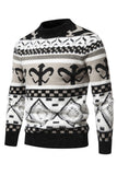 Men's Slim Fit Khaki Pullover Printed Knitted Sweater