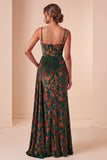 Burgundy Mermaid Corset Spaghetti Straps Bridesmaid Dress with Slit