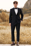 Black Notched Lapel Two Buttons Men's Wedding Suits