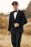 Black Notched Lapel Two Buttons Men's Wedding Suits