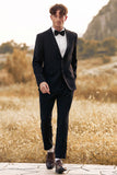 Black Notched Lapel Two Buttons Men's Wedding Suits