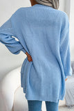 Apricot Long Sleeve Open Front Cardigan Loose Knited Sweater