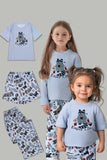 Grey Printed Short Sleeves Family Matching Pajamas