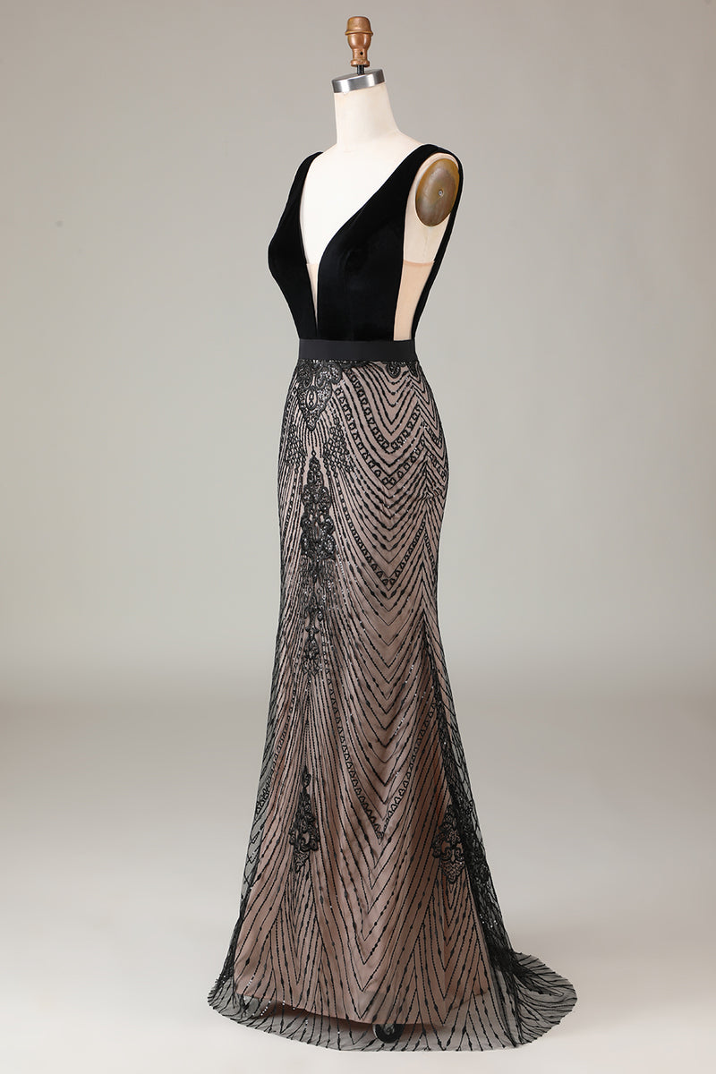 Load image into Gallery viewer, Sparkly Black Mermaid Beaded Long Formal Dress