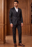 Black Jacquard 3 Pieces Shawl Lapel Single-breasted Men's Formal Suits