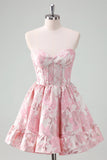 Blue A Line Sweetheart Short Corset Homecoming Dress