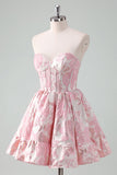 Blue A Line Sweetheart Short Corset Homecoming Dress