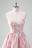 Blue A Line Sweetheart Short Corset Homecoming Dress