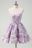 Blue A Line Sweetheart Short Corset Homecoming Dress